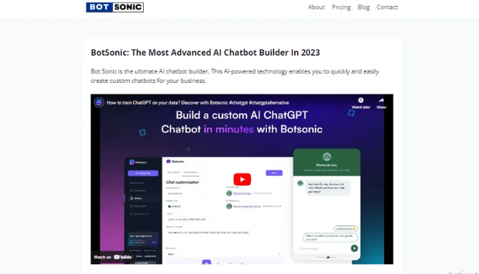 BotSonic:No-code AI chatbot focused on personalized user experiences.