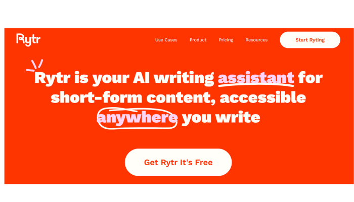 Rytr.me https://rytr.me/ Your AI writing assistant for short-term content