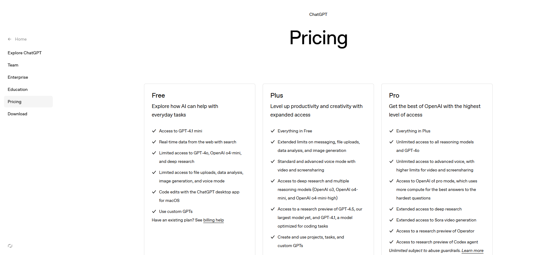 chatgpt pricing plan