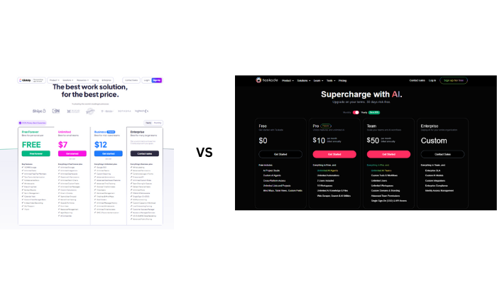 clickup vs taskade pricing