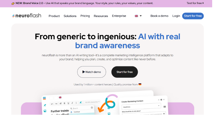 https://neuroflash.com/ Neuroflash from generic to ingenious: AI with real brandd awarness