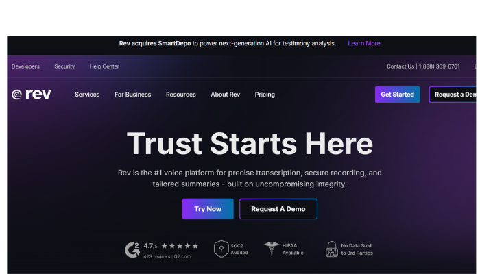 https://www.rev.com/ Rev Trust starts here