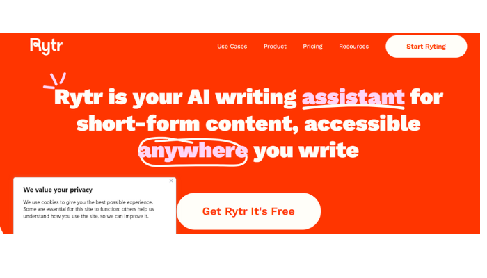 https://rytr.me/ Rytr is your ai writing assistant for short-form content, accessible anwhere you write