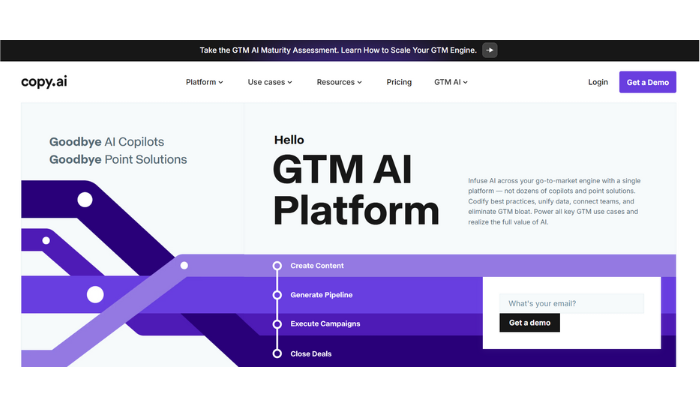 Copy.ai https://www.copy.ai/ GTM AI Plateform