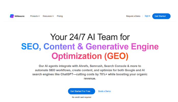 https://writesonic.com/ Writesonic your 24/7 AI Team for SEO, Content & Generative Engine Optimization (GEO)