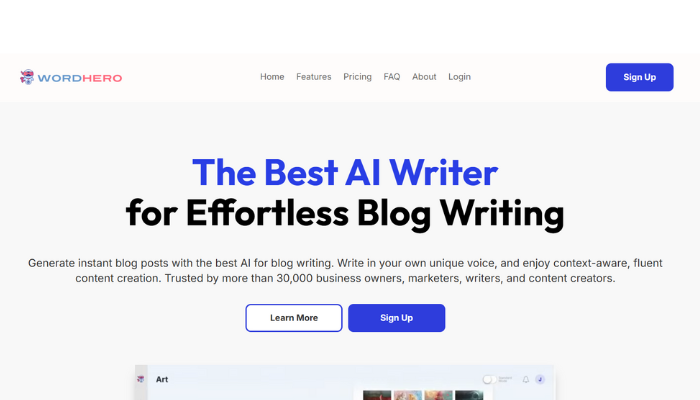 https://wordhero.co/ Wordhero The best AI writer for effortless blog writing.
