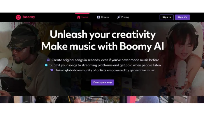 Boomy is the music creator's haven, allowing users to craft musical compositions with AI-powered tools.