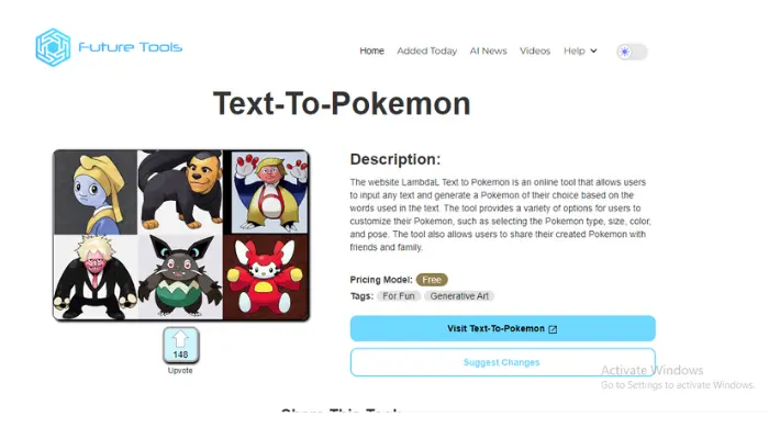 Text to Pokemon is the Pokemon enthusiast's dream, generating Pokemon designs from text descriptions.